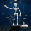 Spooky Halloween Decor Aquarium Dancing Skeleton, Bubble Driven Moving Joints Skeleton Underwater Skull Ornament, Realistic Swing