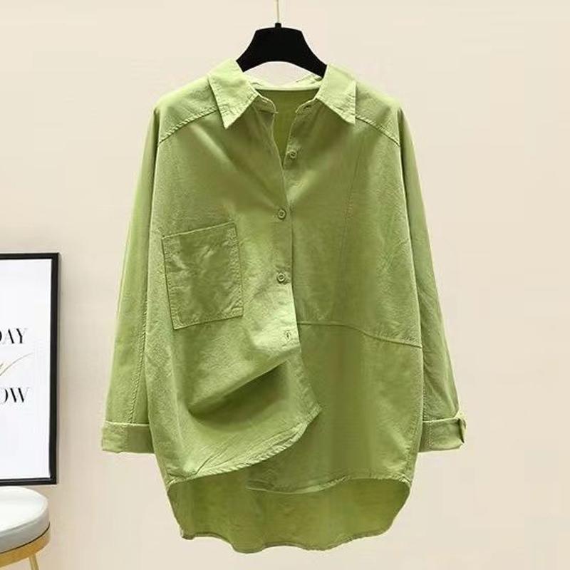 

Женская одежда Мода Офис Карманы Однотонный Пуговица Отложной воротник Асимметричный Свободный Повседневный Весна Лето Тонкие Блузки XXXL