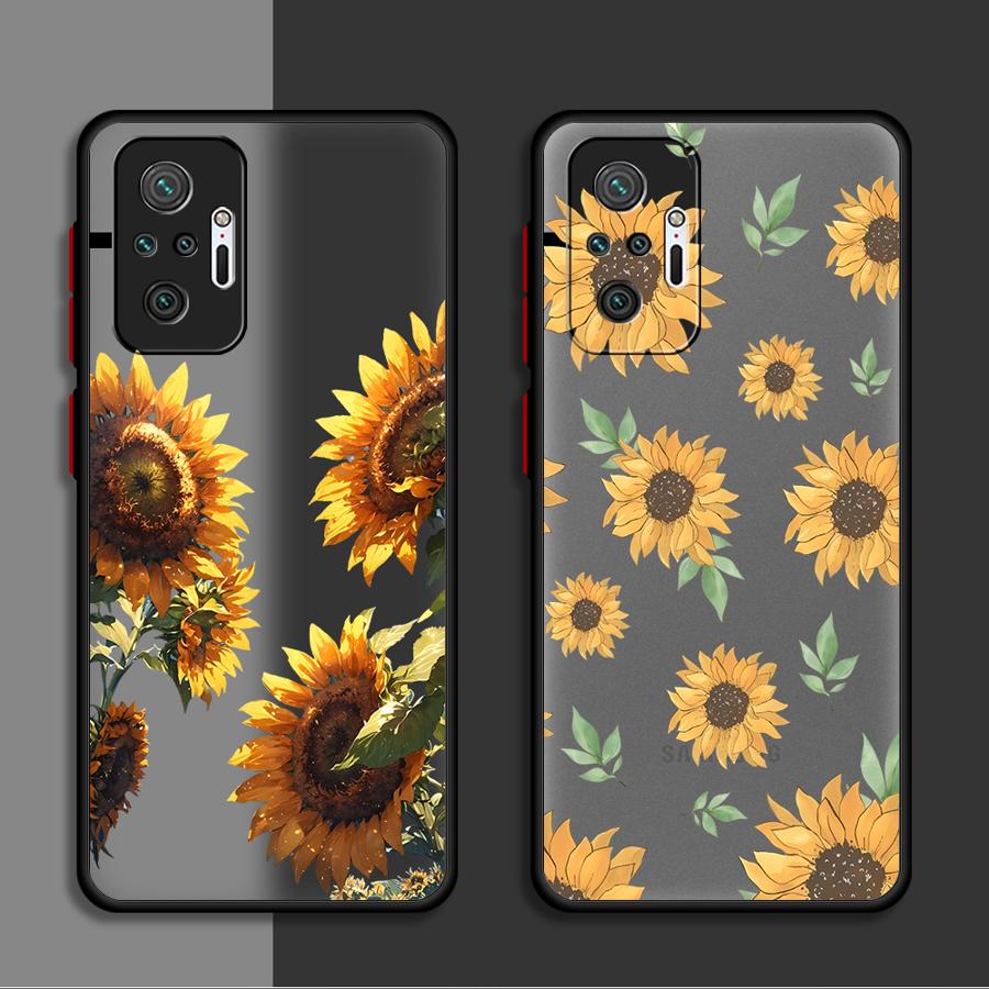 Funda Back Phone Cover Case for Xiaomi Redmi Note 14 12 11 A4 13 Pro Plus 14C 10 9S 13C Flower Sunflower Art