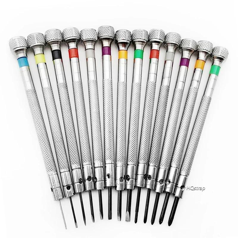 Conjunto de 13 Chaves de Fenda de Precisão 0,6-2,0 mm Aço de Alta Dureza Fenda/Phillips Kit de Chaves de Fenda para Relojoeiros Ferramentas de Reparo de Relógios