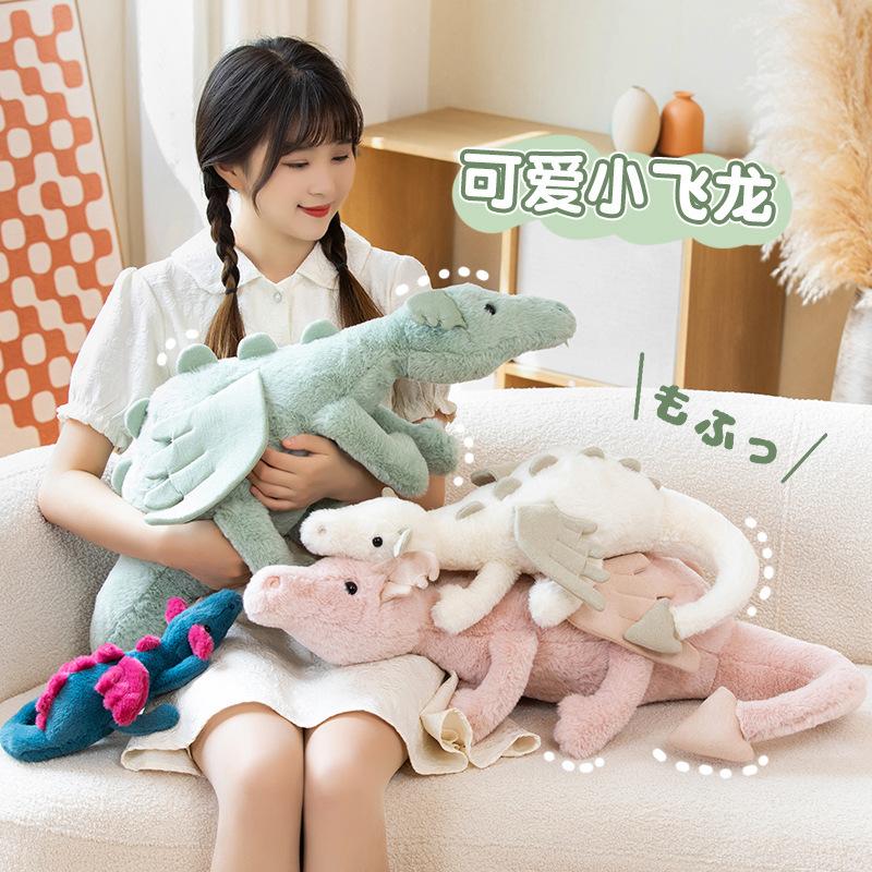 Rozkošná akční figurka létajícího draka plyšová hračka létající křídla dinosaurus hadrová panenka bílá zelená modrá růžová holka s dinosaurem dárek