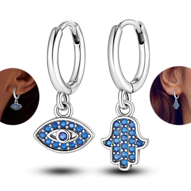 2023 Sparkling Pave Silver 925 Earrings Fit Original Charms Hoop Earrings For Women Earrings Fine Jewelry Gifts