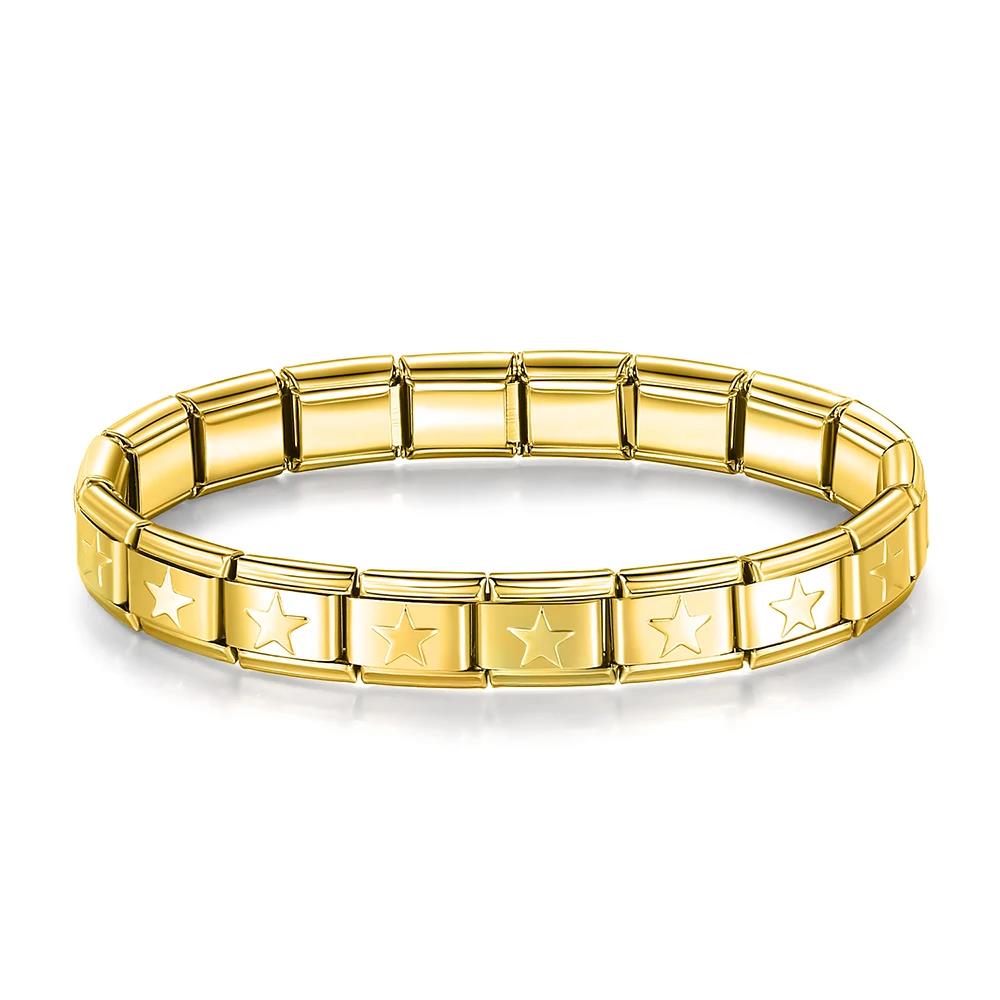 Neue Mode Damen Mann Italienischer Charm Herz Blume Schmetterling Kreuz Delfine Edelstahl Elastisches Armband Gliederarmreif