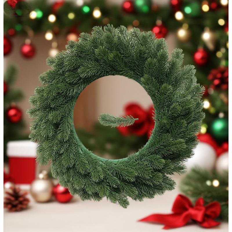 Holiday Pine Needle Wreath: Festive Door Hanging for Christmas & Halloween