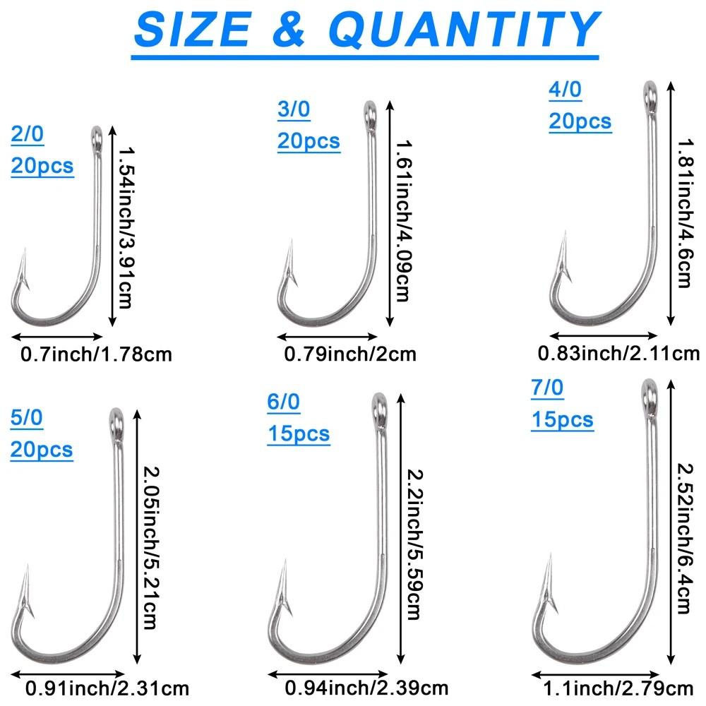 110Pcs Saltwater Fishing Hooks Stainless Steel Extra Strong Long Shank Hooks O'Shaughnessy Forged Fishing Hook for Saltwater