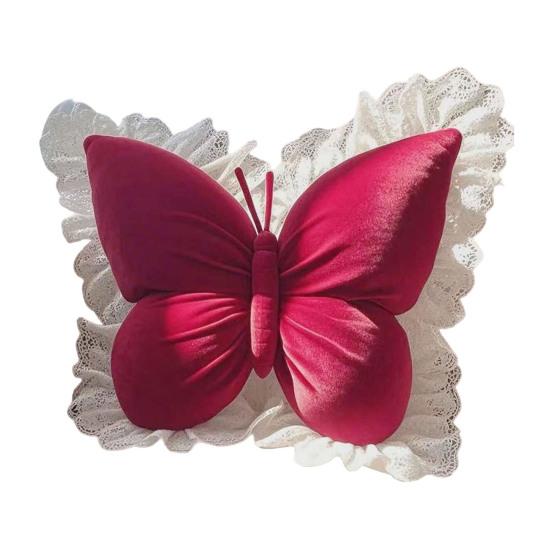 Butterfly Throw Pillow Decorative Butterfly Pillow with Lace Trim Elegant Soft Butterfly Cushion for Office Chair Sofa Couch Bed