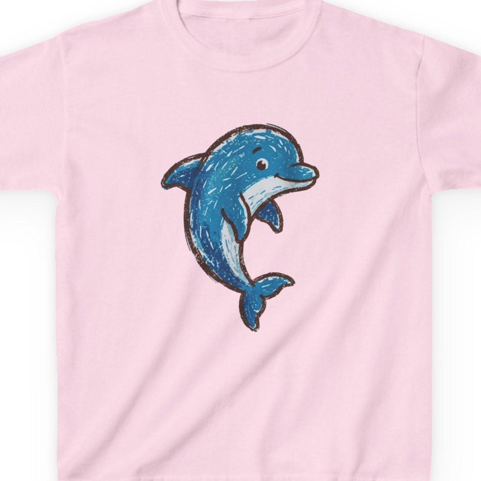 Hand Drawn Dolphin Kids Tee | Cute Ocean Animal Shirt Fast & Free Shipping USA 150