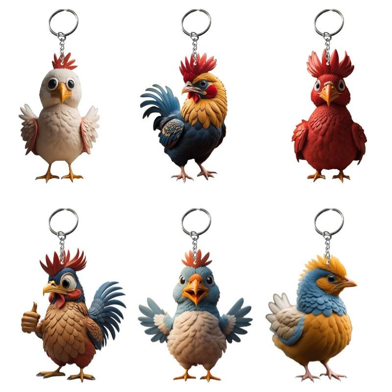 Keychain Cartoon Chicken Bag Charm Car Pendant Halloween Christmas Decoration
