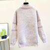 Sweater for Women Autumn Winter Thickened Pullover Warm Knitted Striped High Collar Stretchy Long Sleeve Oversize Jumper Tops