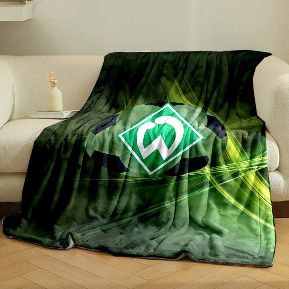 Green Geometric Logo Designed Flannel Blanket for Bedroom, Living Room, Sofa, and Nap