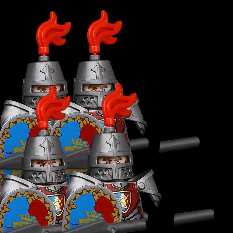 Medieval Soldier Knight Figure MOC Building Block Green Dragon Castle Infantry Orcs Pirate Roman Cavalry Weapons Toys Gifts D122