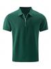 Men's Polo Shirt Casual Solid Color Zipper Lapel Top