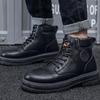 High Top Mens Boots Fashion Leatherwear Lace Up Non-Slip Men BootsComfortable Korean Version Man Workwear Boots Botas Hombre