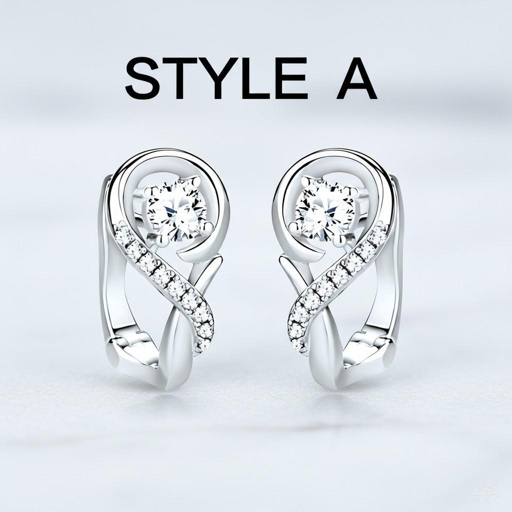 Women Crystal Stud Earrings Valentine Day Gifts Fashion Jewelry Hoop Earring 1 Pair