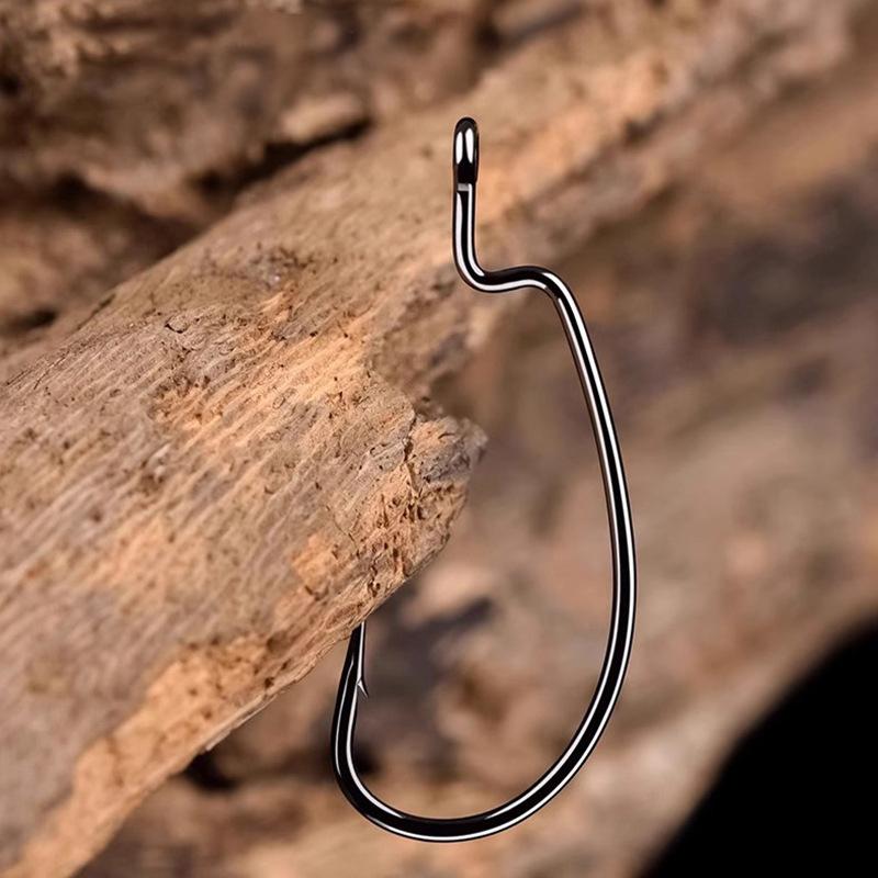 10Pcs Wide Belly Bend Handle Black Nickel Red Nickel Crank Hook Multiple Specifications Luya Crank Hook Fishing Gear
