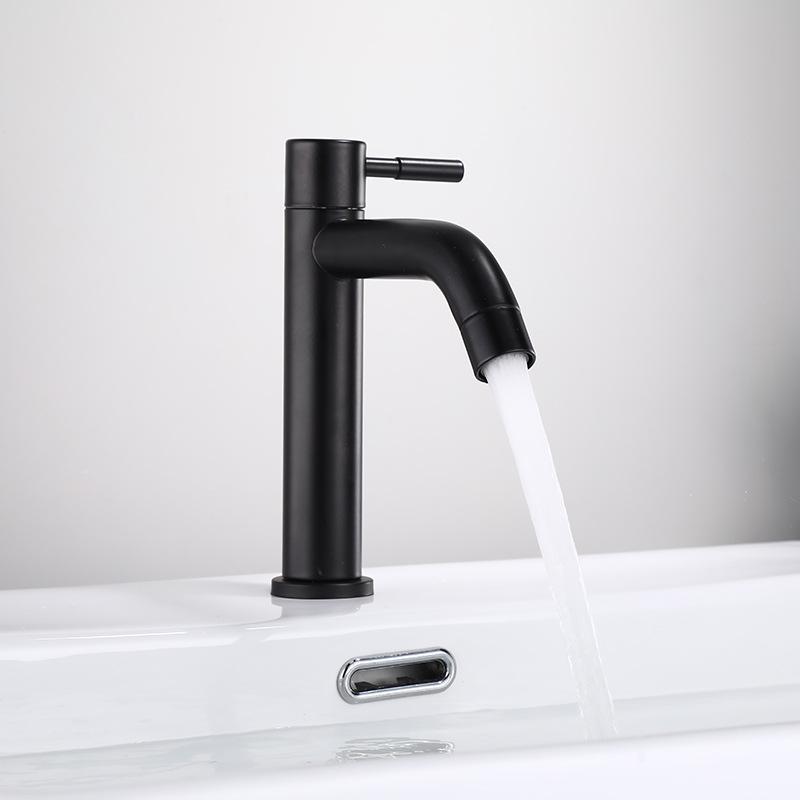Single Cold Water 304 Stainless Steel Black Bathroom Vanity Top with Undermount Basin and Faucet