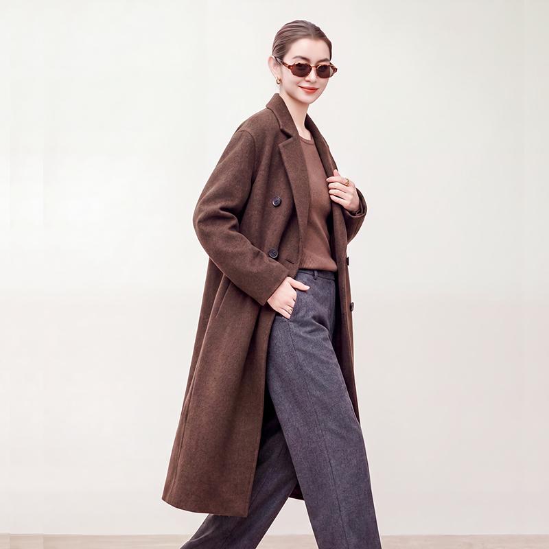 100% Wool Women Coat Autumn Wool Long Coat Handmade Pea Coat Winter Warm Wool Long Jacket Overcoat