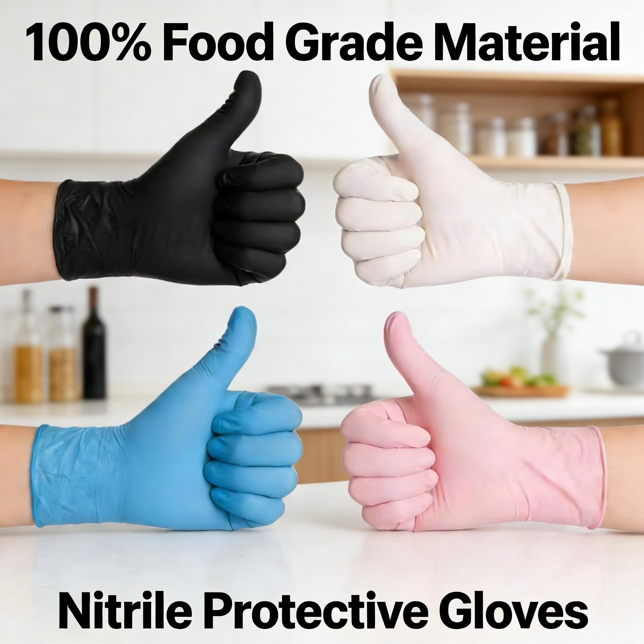 

100 PCS Black Nitrile Gloves Thickened Disposable Gloves for Cleaning Hairdressing Waterproof Dishwashing Tattoo Gloves M синий