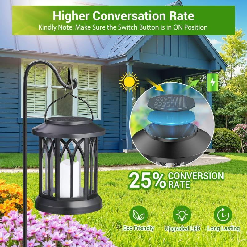 2/4PCS Solar Flame Hanging Lamp Waterproof Outdoor Light with Flickering Effect for Garden Patio Yard Path Christmas Decor