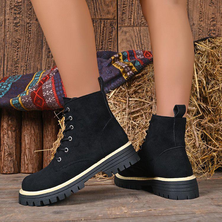 2026 Women's Autumn/Winter Lace-Up Suede Martin Boots - Thick-Soled, Chunky Heel, Comfortable & Versatile Short Boots.
