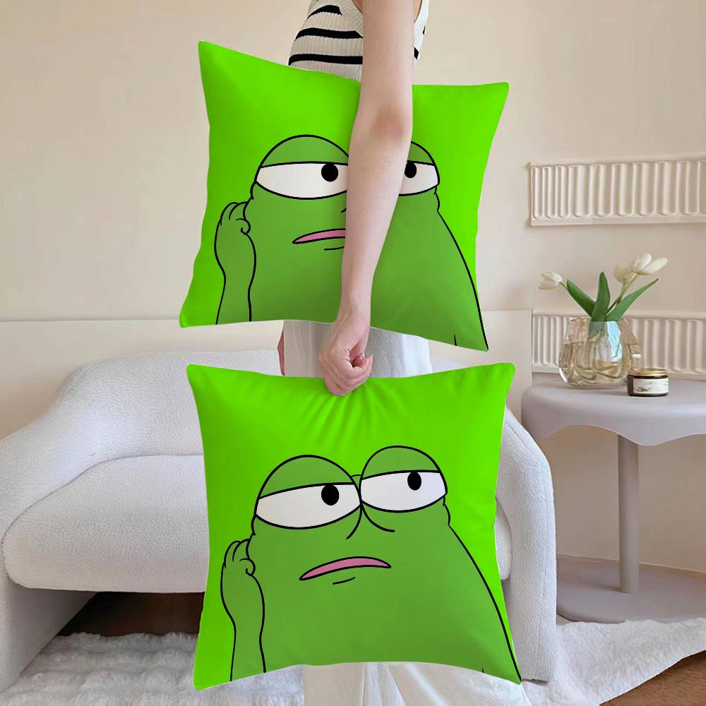 Anime frog Pillow Case Sofa and Living Room Decorative Cushion Covers Dust-proof and Mite-proof Invisible Zipper