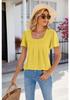 EU Cross-Border Women's Square Neck Pleated Short Sleeve Loose T-shirt 2024 Spring/Summer Collection