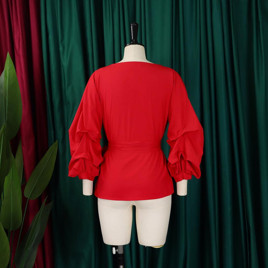 YYFS Women's Fashion Casual Spring Fall Solid Color Print Long Sleeve V-Neck Blouses & Shirts