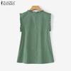 ZANZEA Summer Women Sleeveless Ruffled Casual Loose Tank Tops