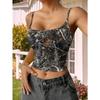 Top Bustier Stampato da Donna Estivo Nuovo Bretelle Stampato Ombelico Corto Senza Maniche Temperamento Canottiere