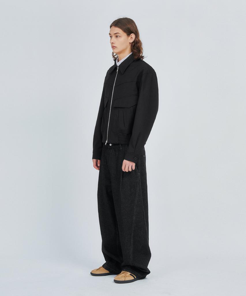 Intempomood Pleated Pocket Detail Jacket_Black