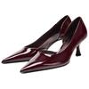 Zara Fashionable Versatile Patent Leather Asymmetrical Pointed Toe Stiletto Heels 6cm Women heels Crimson 13542510-38
