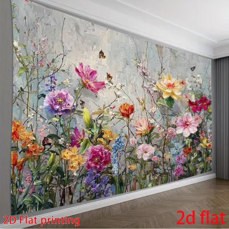 

2D Vintage Floral Wall Art Backdrop, 2D Flat Background for Studio Photography & Live Stream 47.2x31.5inch/120*80cm