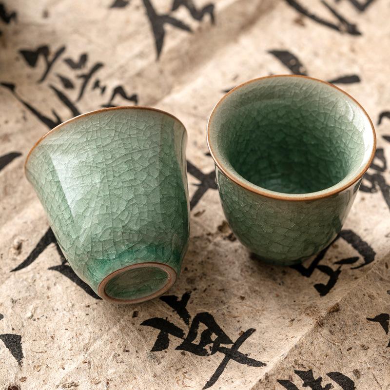 Ru kiln ice flower tea cup master cup single cup open piece ceramic kung fu tea set tea cup home hospitality cup