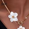 Alloy Floral Necklace Flower Jewelry Set for Women Pendant Dangle