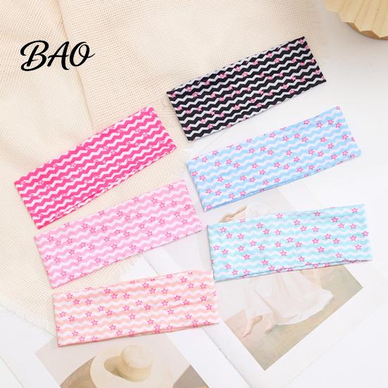 Elastic Bangs Holder Bands Wide Headband for Women, Non-Slip Stretchy Hair Band with Star Polyester Sweat Wave Print Yoga Running Sports And
