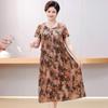 Women's Floral Cotton & Rayon Summer Dress - Plus Size, Belly-Covering, Loose Fit for Middle-Aged & Elderly