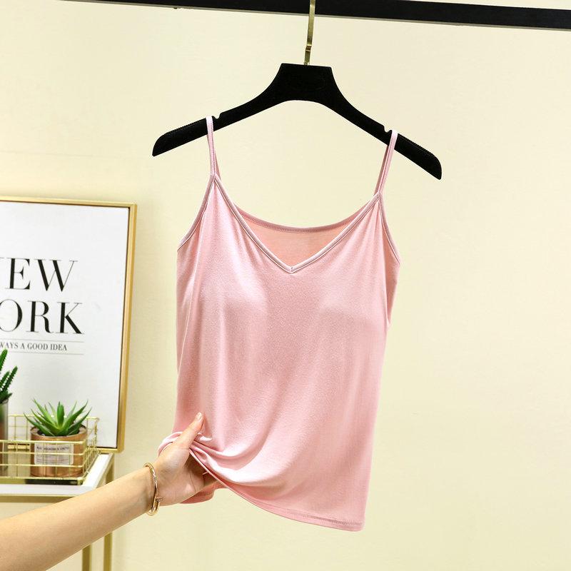 Women's Summer V-Neck Padded Camisole - Slimming Sleeveless Base Layer Top