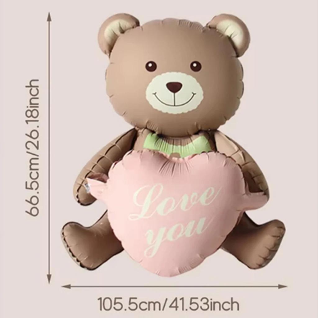 3D Matte Standing Bear Foil Balloons Bear Hold Heart Wedding Birthday Party Decoration Balloons Gifts Supplies