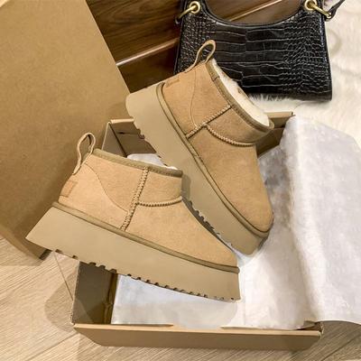 Snow Boots Women's Muffin Thick-soled Outer Wear Winter New Fur Integrated Waterproof, Non-slip and Warm Cotton Shoes