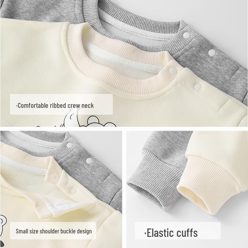 Bluza polarowa z okrągłym dekoltem dla niemowląt, z długim rękawem, ciepła koszulka bazowa na jesień i zimę
