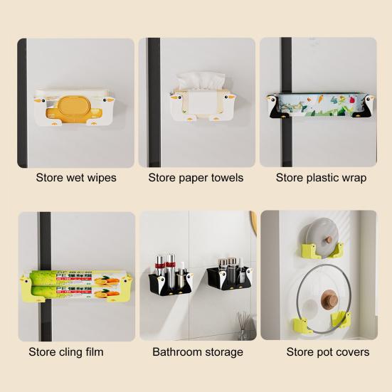 Glove Tissue Box Holder Adjustable Tissue Paper Dispenser Wall Mount Fridge Towel Holder for Kitchen Bathroom Refrigerator