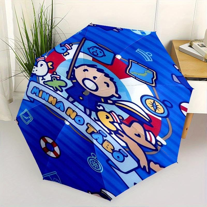 

MinnaNoTabo Automatic Folding Umbrella Simple 8 Rib Design, Bright Cartoon Pattern, Durable Iron Frame, Suitable For Travel, Outdoor, Beach