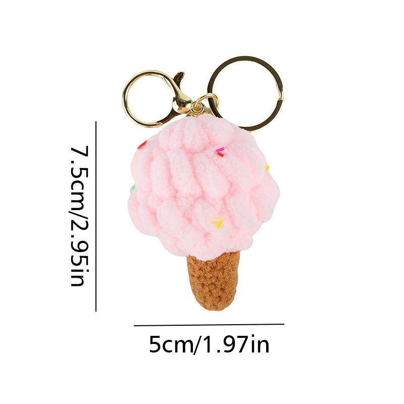 1PC Ice Cream Keychain Bag Pendants With Colorful Scoops Cute Mini Waffle Cones Perfect for Handbags Women