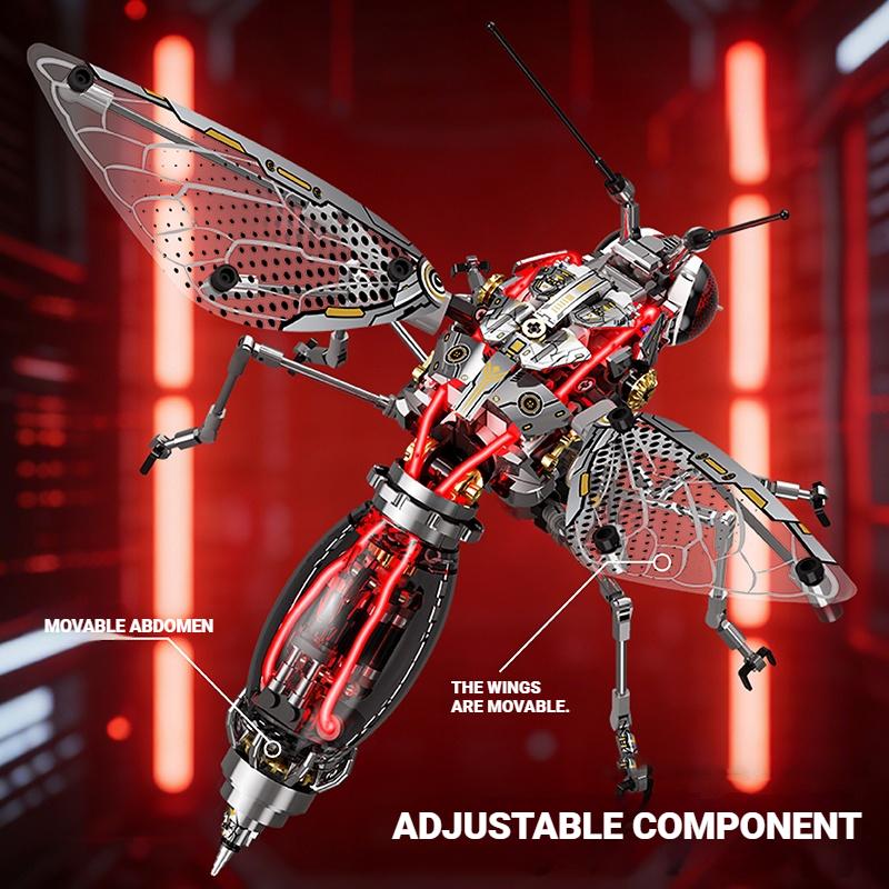 747Pcs Mechanical Mosquito With Lights Building Blocks Set, Desktop Ornament, Insect And Animal Assembly Toy, Kids Birthday Gift