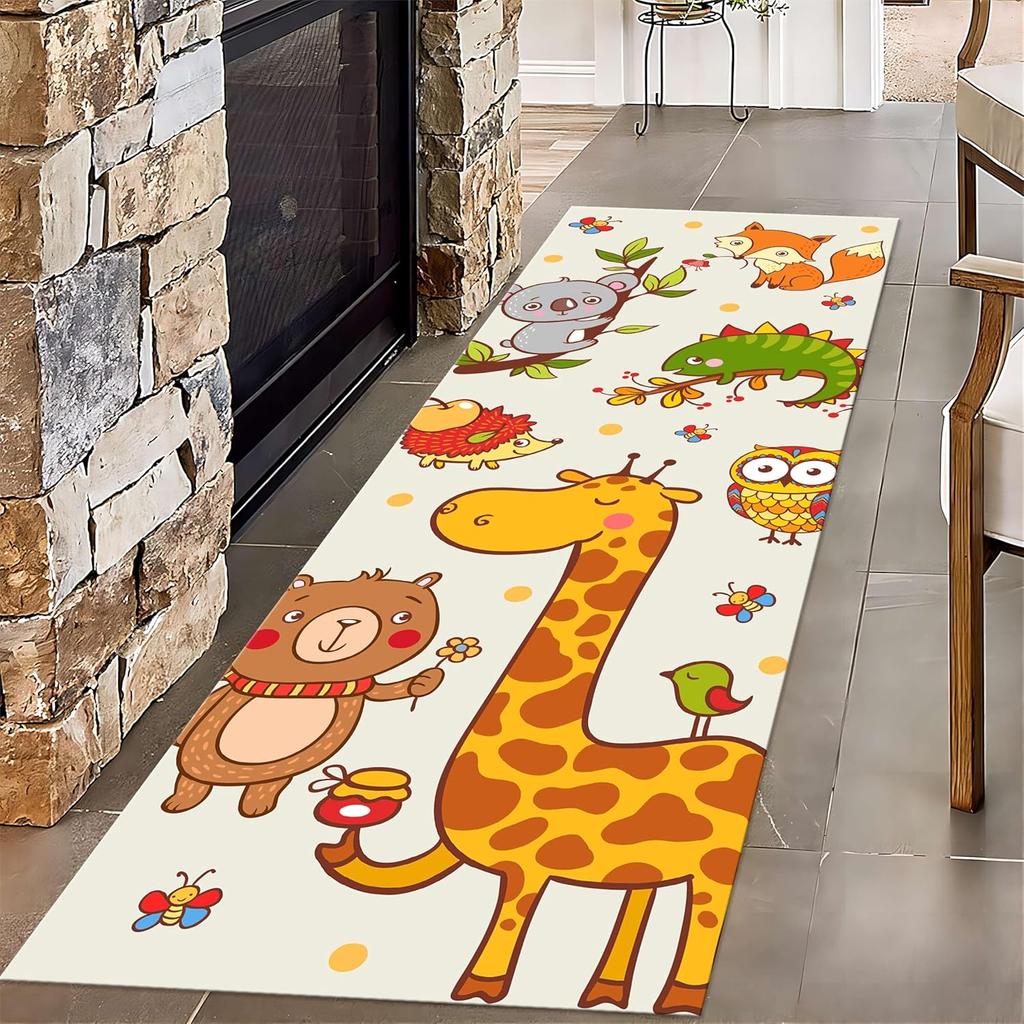 Cartoon Runner Rug Children's Bedroom Bedside Blanket, Anti-Slip Washable, Indoor Area Carpet, Home Decoration
