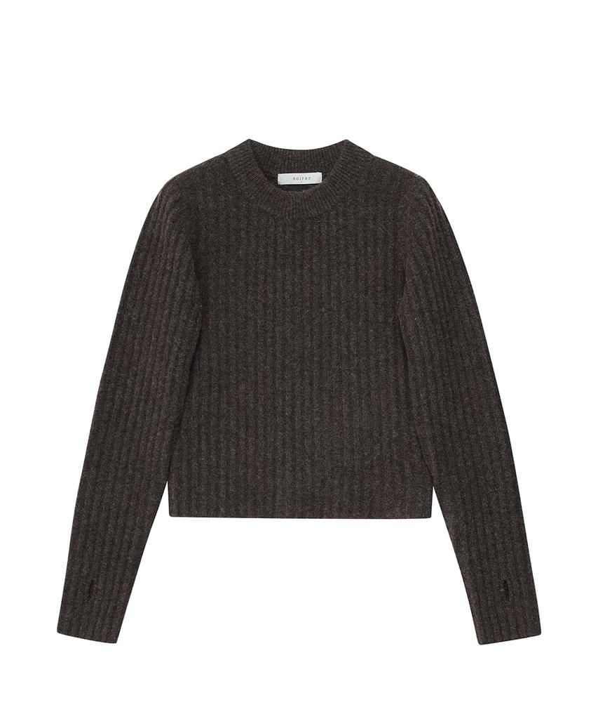 NOIRER FOR WOMAN Camel Slim Fit Ribbed Sweater (Brown)