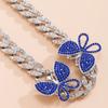 Hip-Hop Punk Full Diamond Cuban Chain With Diamond-Encrusted Big Butterfly Anklet, Simple Trend Exaggerated Chain Anklet For Women
