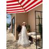 Light Luxury Mesh Sleeveless Three-dimensional Flower Dress Vacation Style White Dress