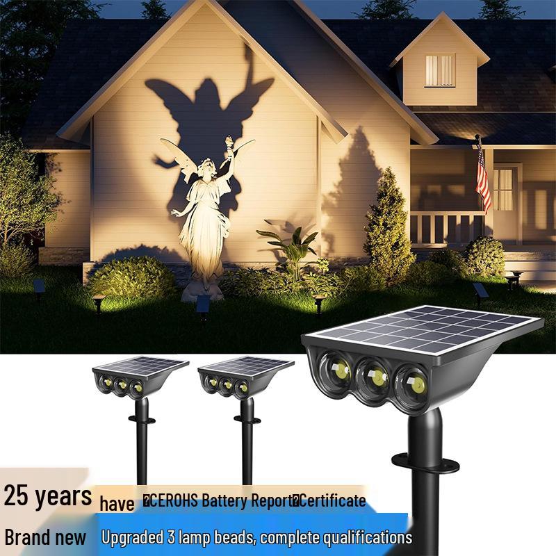 3 LED Solar Garden Stake Spotlight - Decorative Outdoor Lighting Warm Light