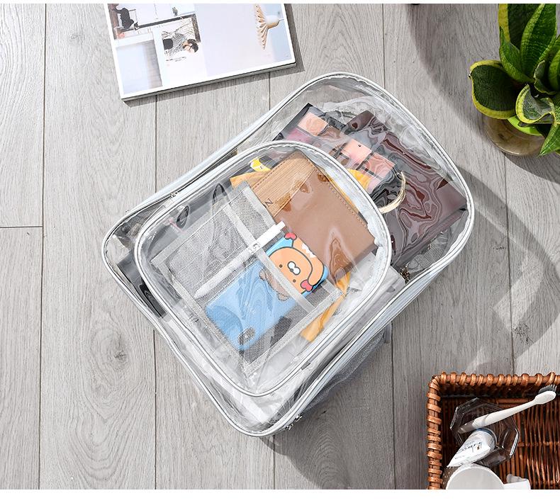 Zaino Tracolla in PVC Trasparente - Impermeabile, Grande Capacità, Borsa Ita Unisex Adatta per Studenti